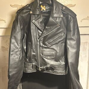 Xelement Black Leather Biker Jacket
